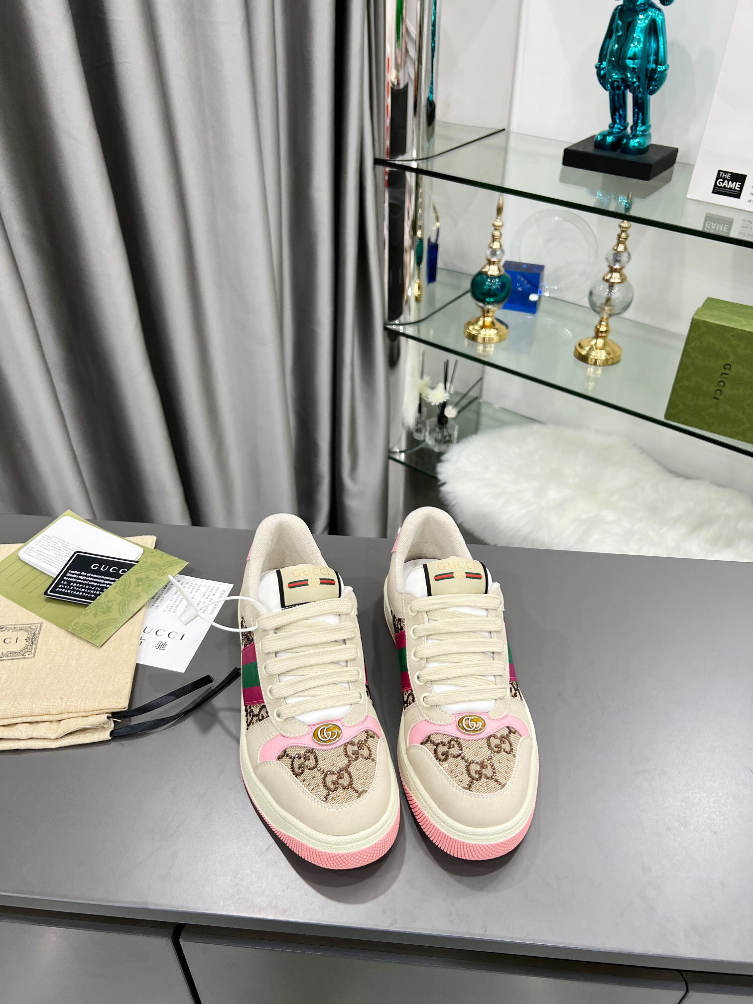 Gucci Screener series decorated crystal sneakers for women