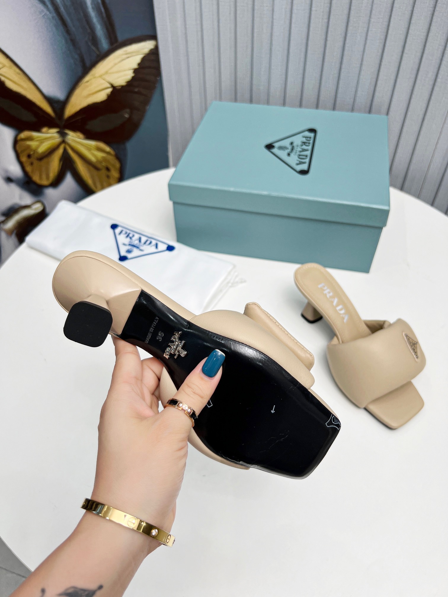 PRADA Soft with soft sheepskin sandals