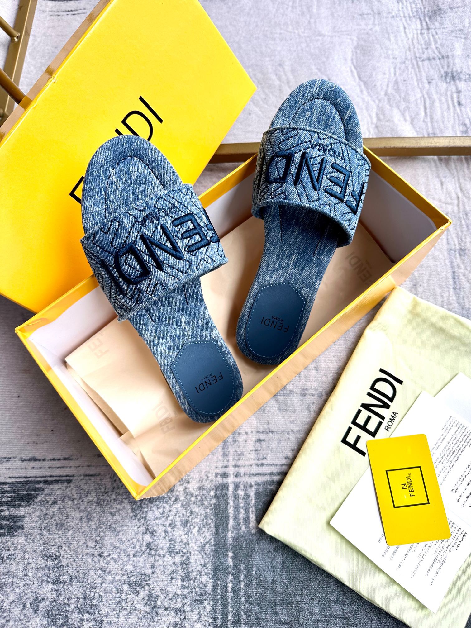 FENDI denim slippers