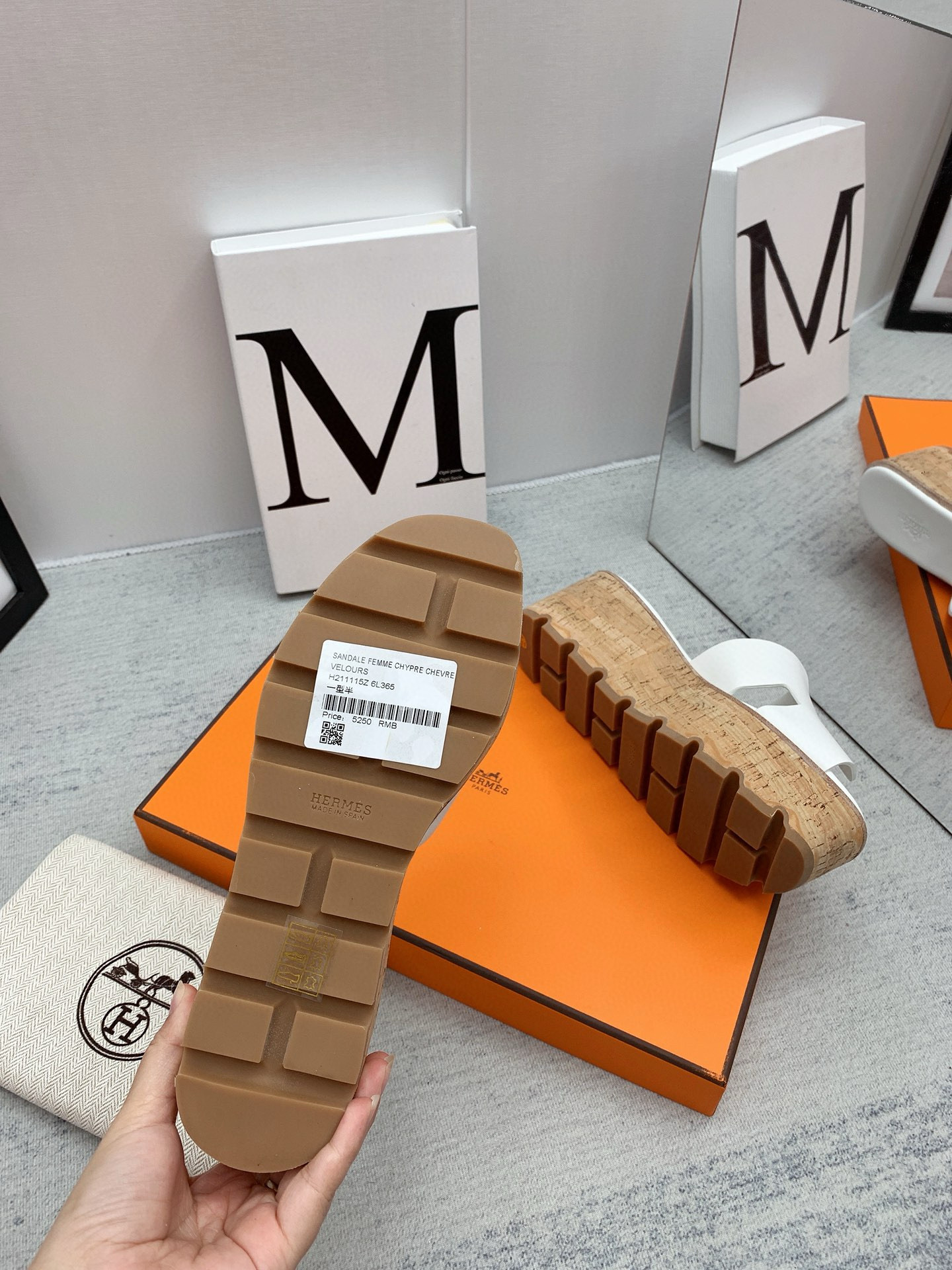 HERMES Wooden Wedge Sandals