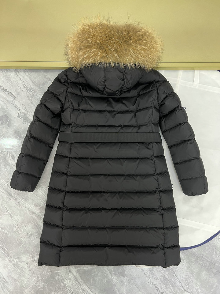 MONCLER Long down jacket with fur collar
