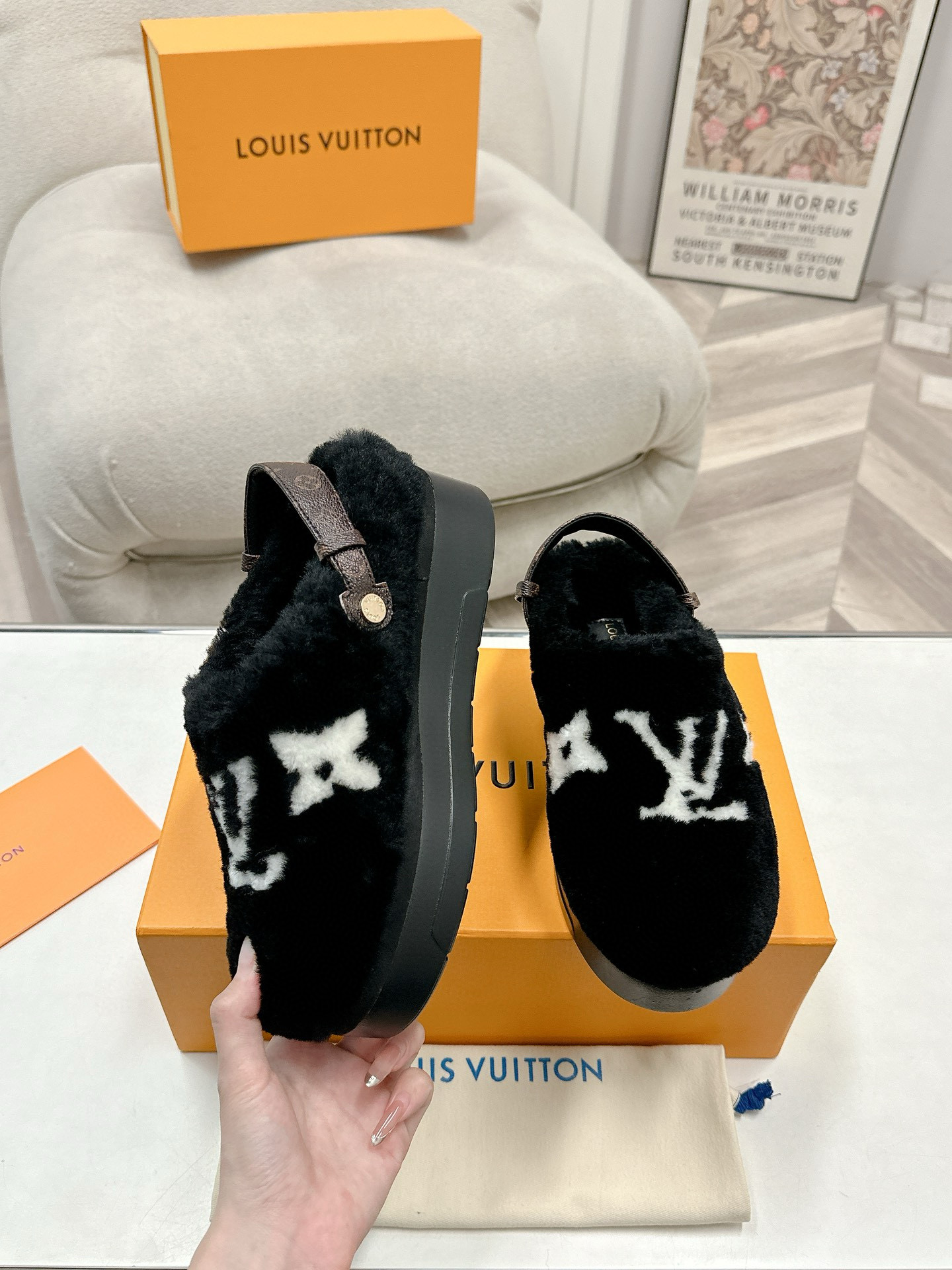 LV Furry sandals