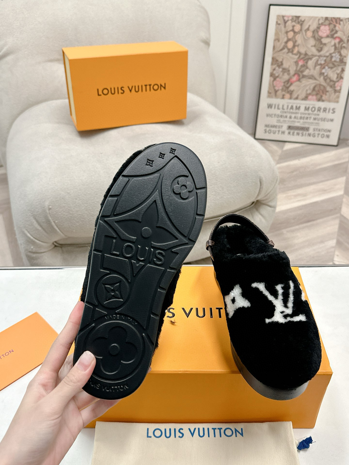 LV Furry sandals
