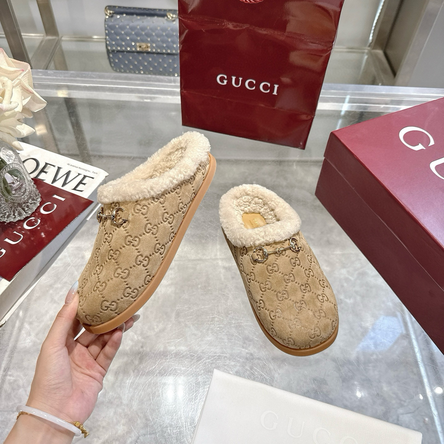 GUCCI Fur Slippers