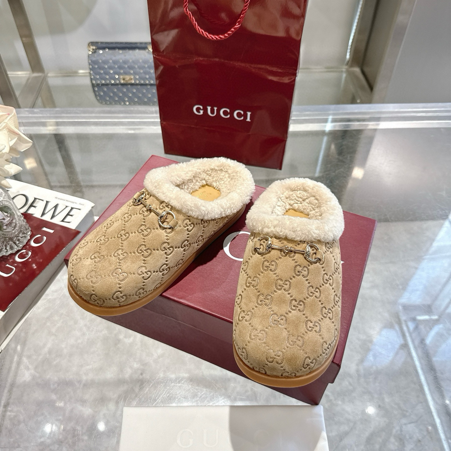 GUCCI Fur Slippers