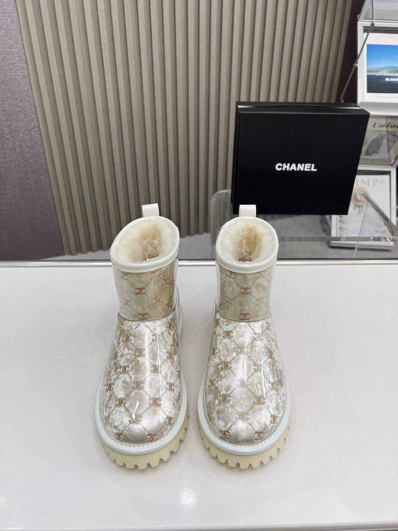 CHANEL TPU Embroidered Snow Boots