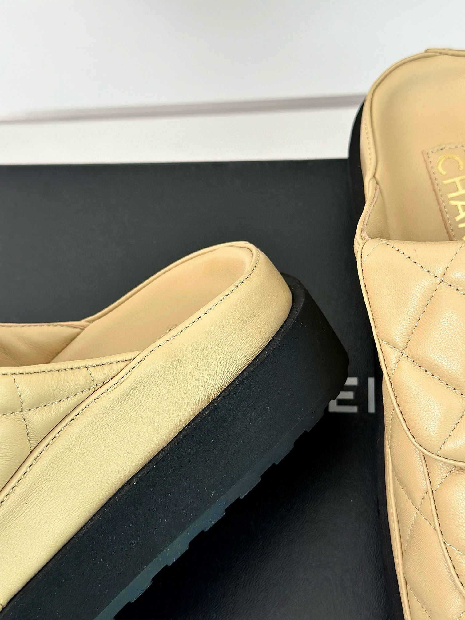 CHANEL buckle diamond birkenstock slippers