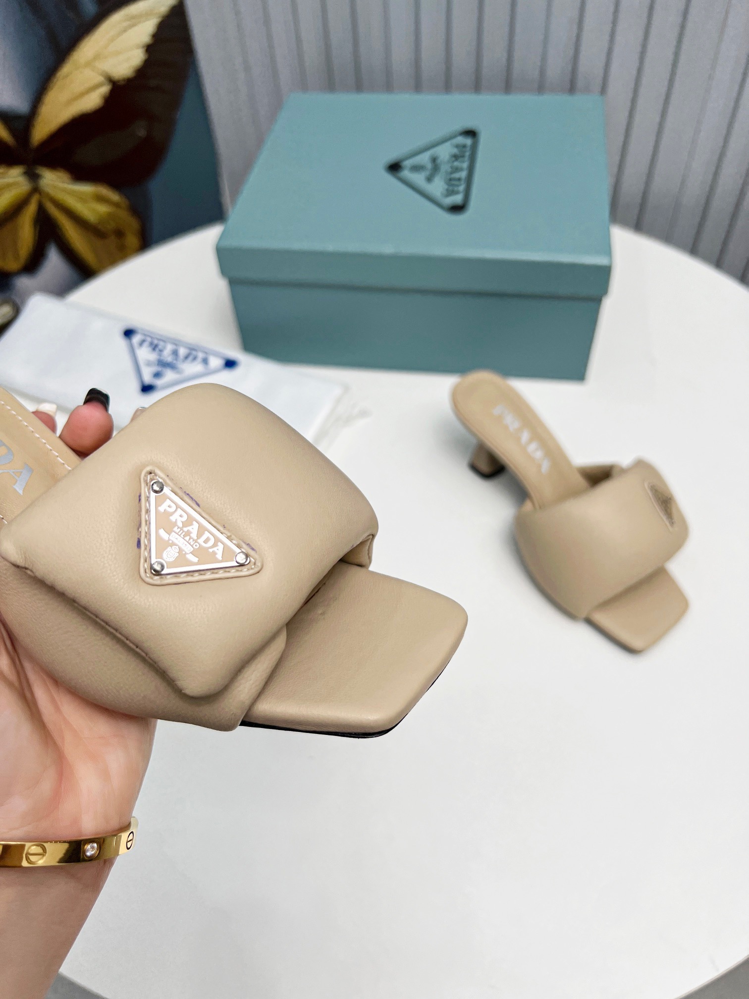 PRADA Soft with soft sheepskin sandals