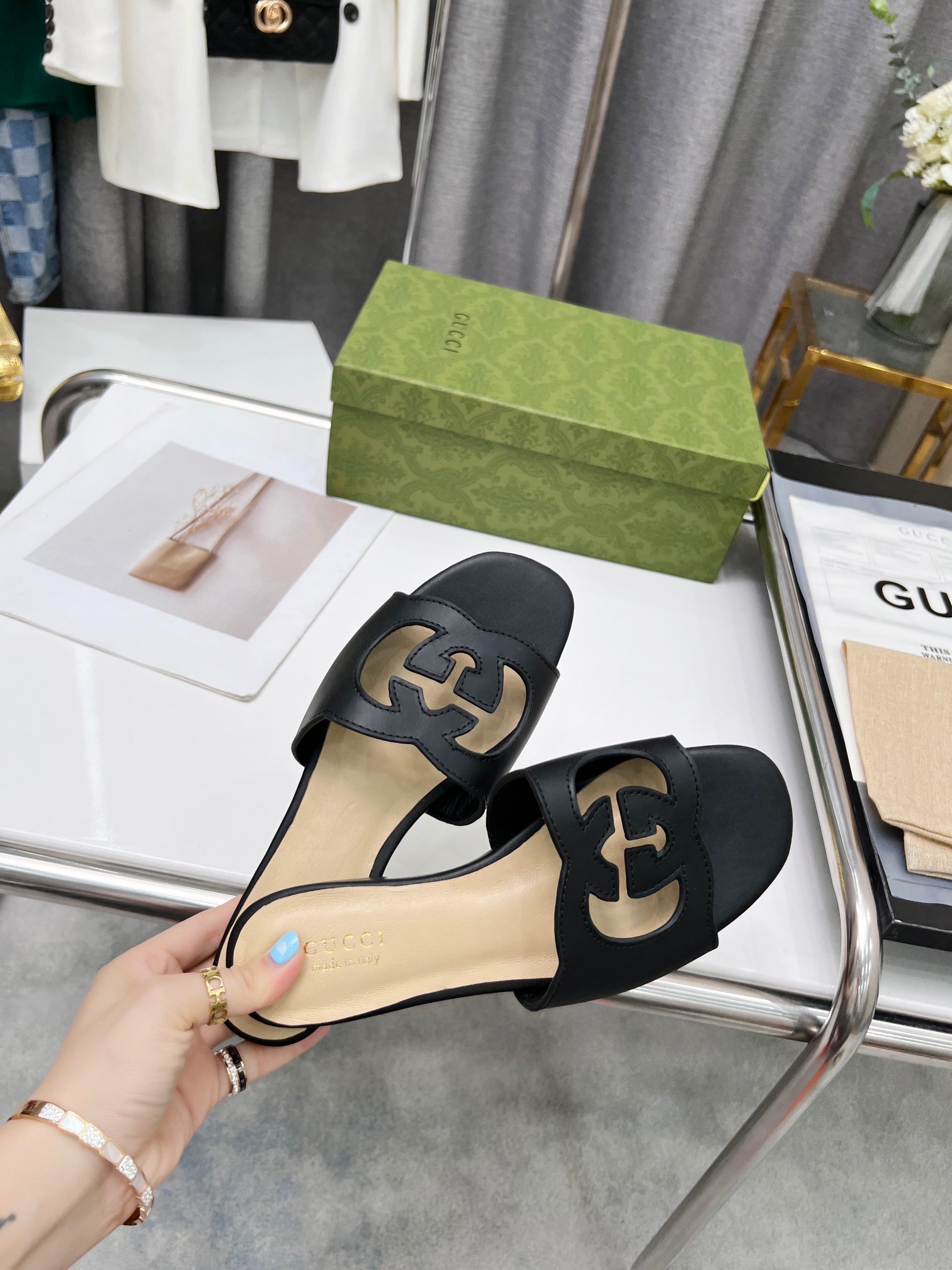 GUCCI Women's double G hollow slippers