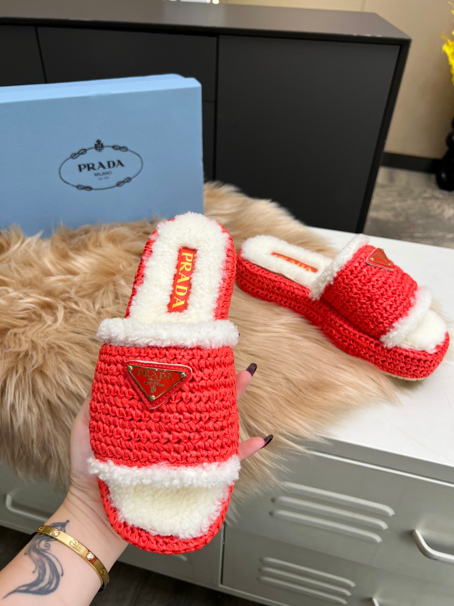 PRADA Fur Slippers