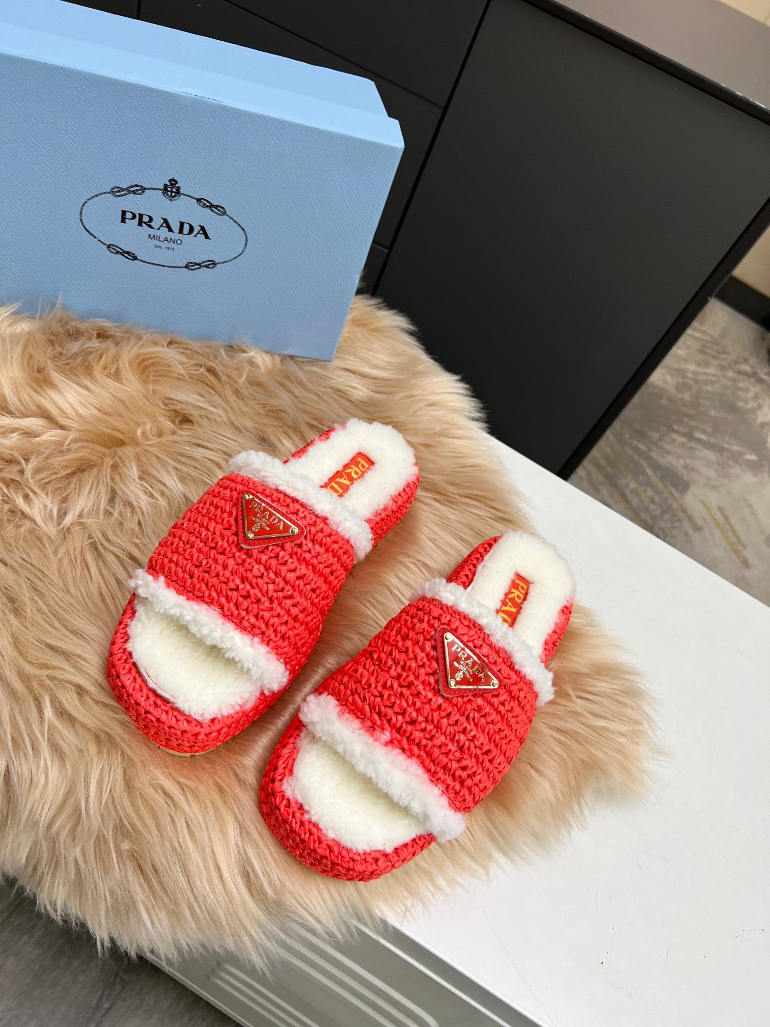 PRADA Fur Slippers