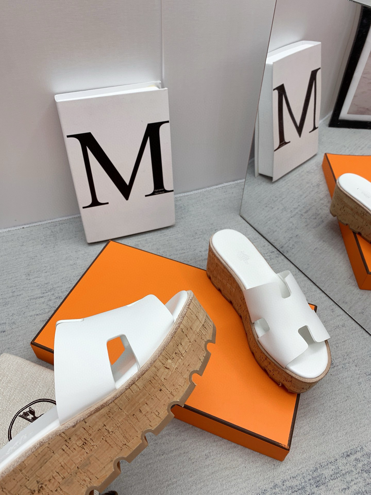 HERMES Wooden Wedge Sandals