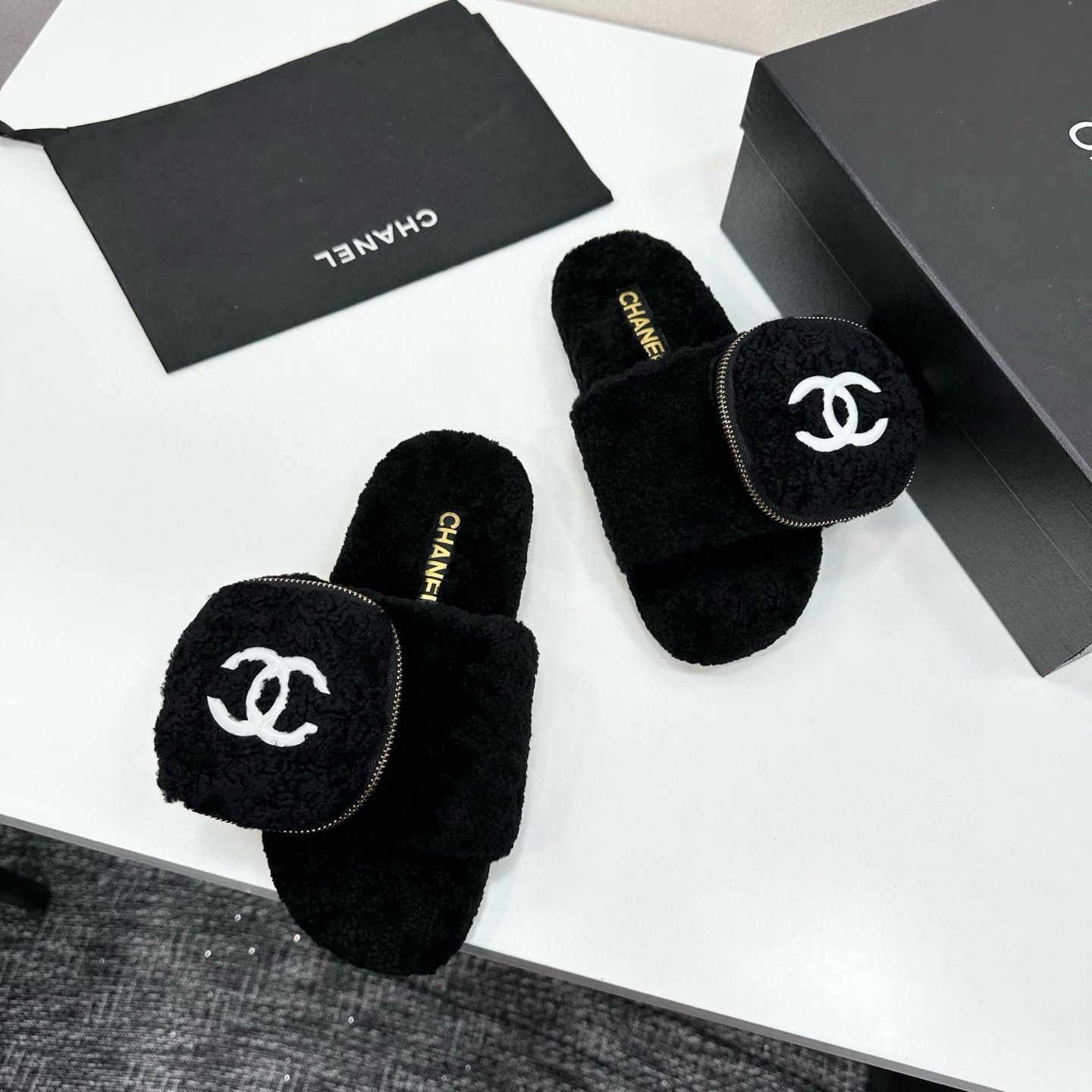 CHANEL Fur Slippers